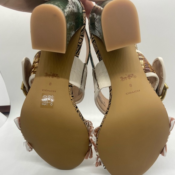 Coach Robin Raffia White and Beige Heel 8 - Picture 7 of 13